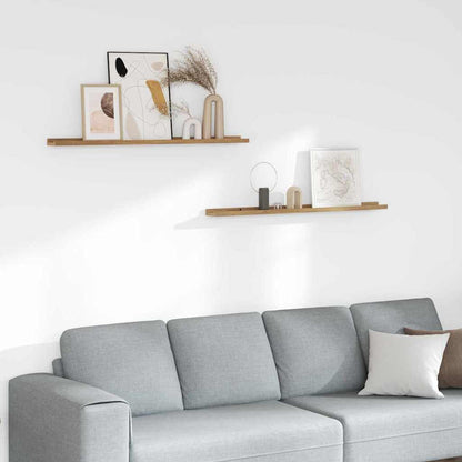 vidaXL Wall Shelf Wall-Mounted 2 pcs Brown 100 x 9 x 3 cm