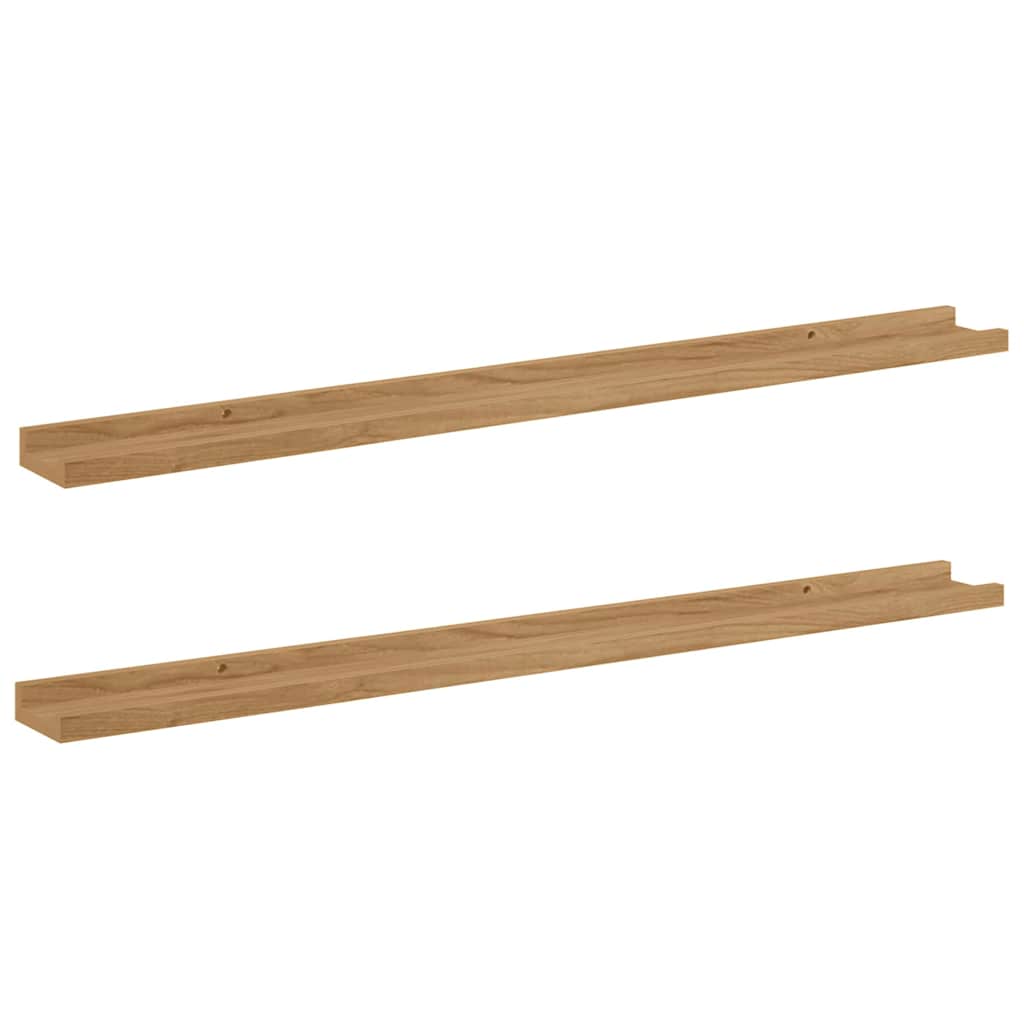 vidaXL Wall Shelf Wall-Mounted 2 pcs Brown 100 x 9 x 3 cm