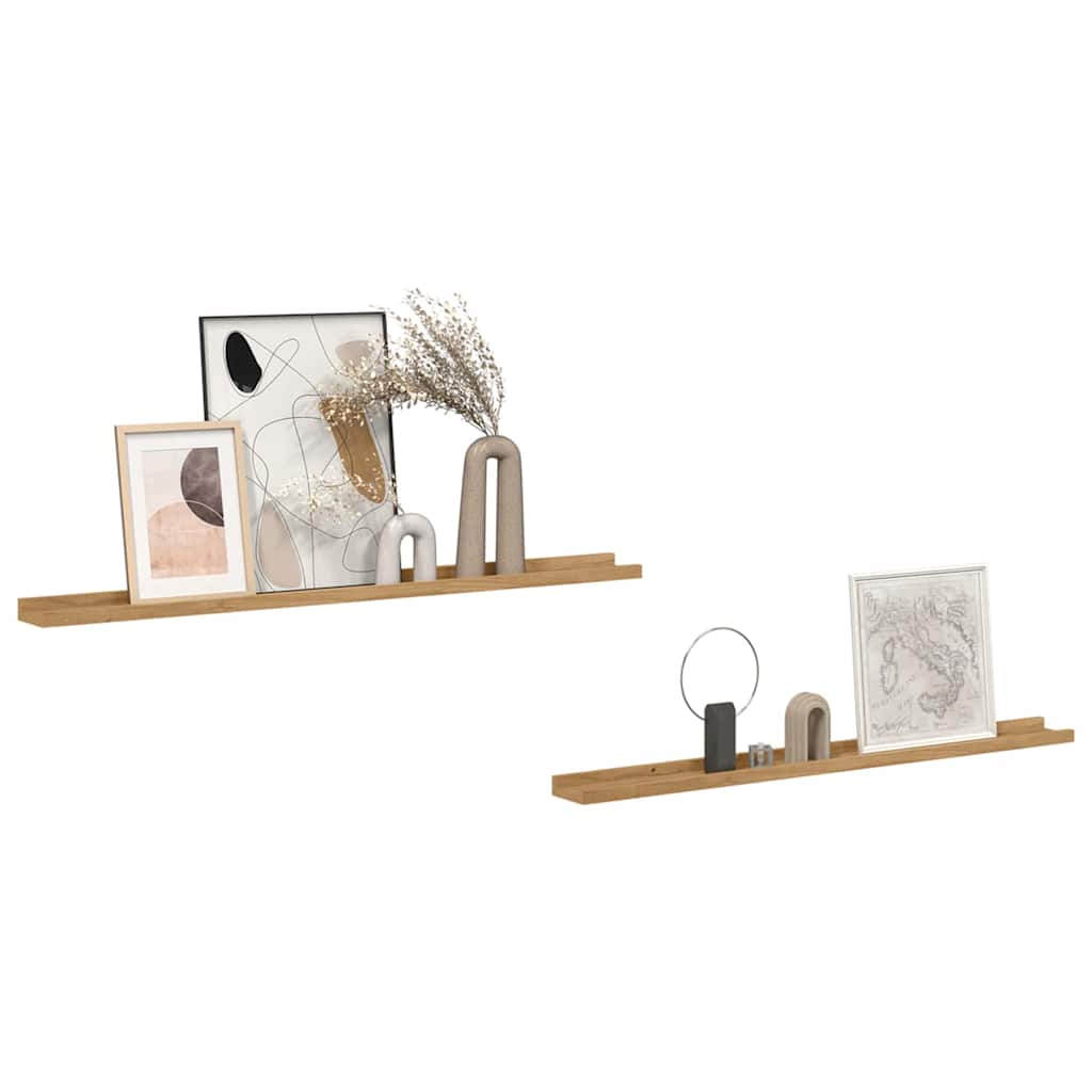 vidaXL Wall Shelf Wall-Mounted 2 pcs Brown 100 x 9 x 3 cm