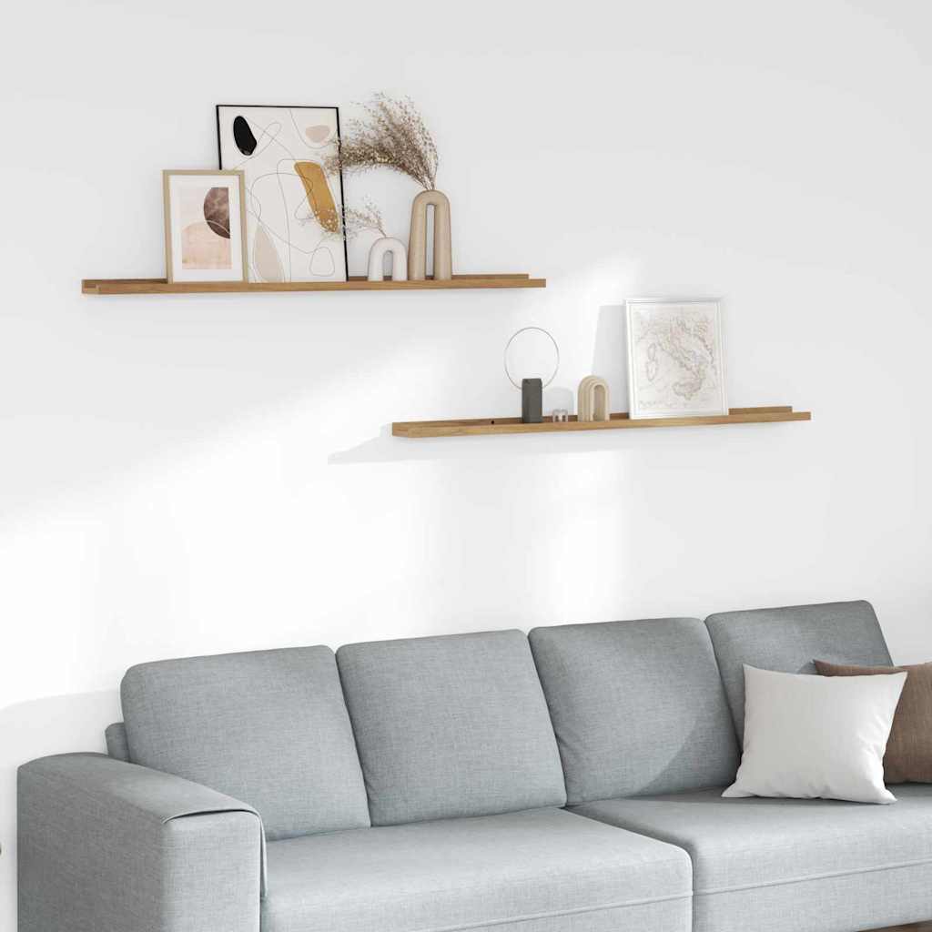 vidaXL Wall Shelf Wall-Mounted 2 pcs Brown 115 x 9 x 3 cm