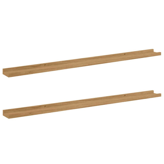 vidaXL Wall Shelf 2 pcs Brown 115 x 9 x 3 cm Engineered Wood