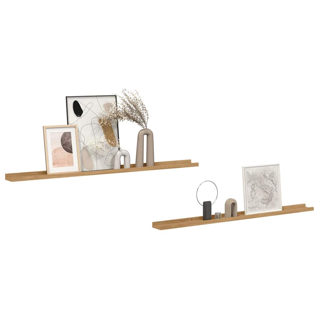 vidaXL Wall Shelf Wall-Mounted 2 pcs Brown 115 x 9 x 3 cm