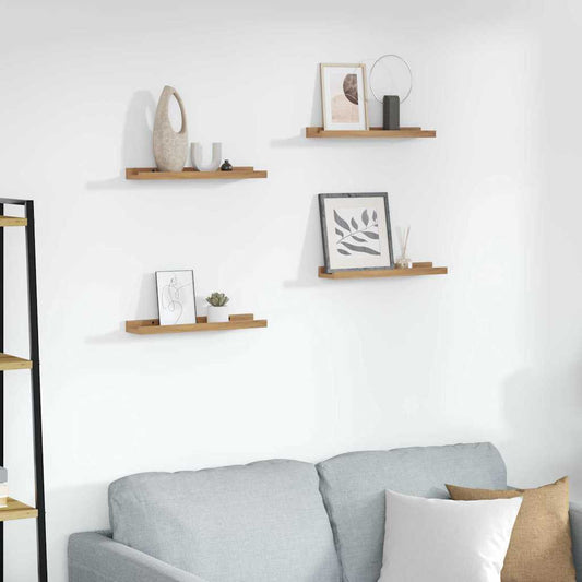 vidaXL Wall Shelf 4 pcs Brown 40 x 9 x 3 cm Engineered Wood