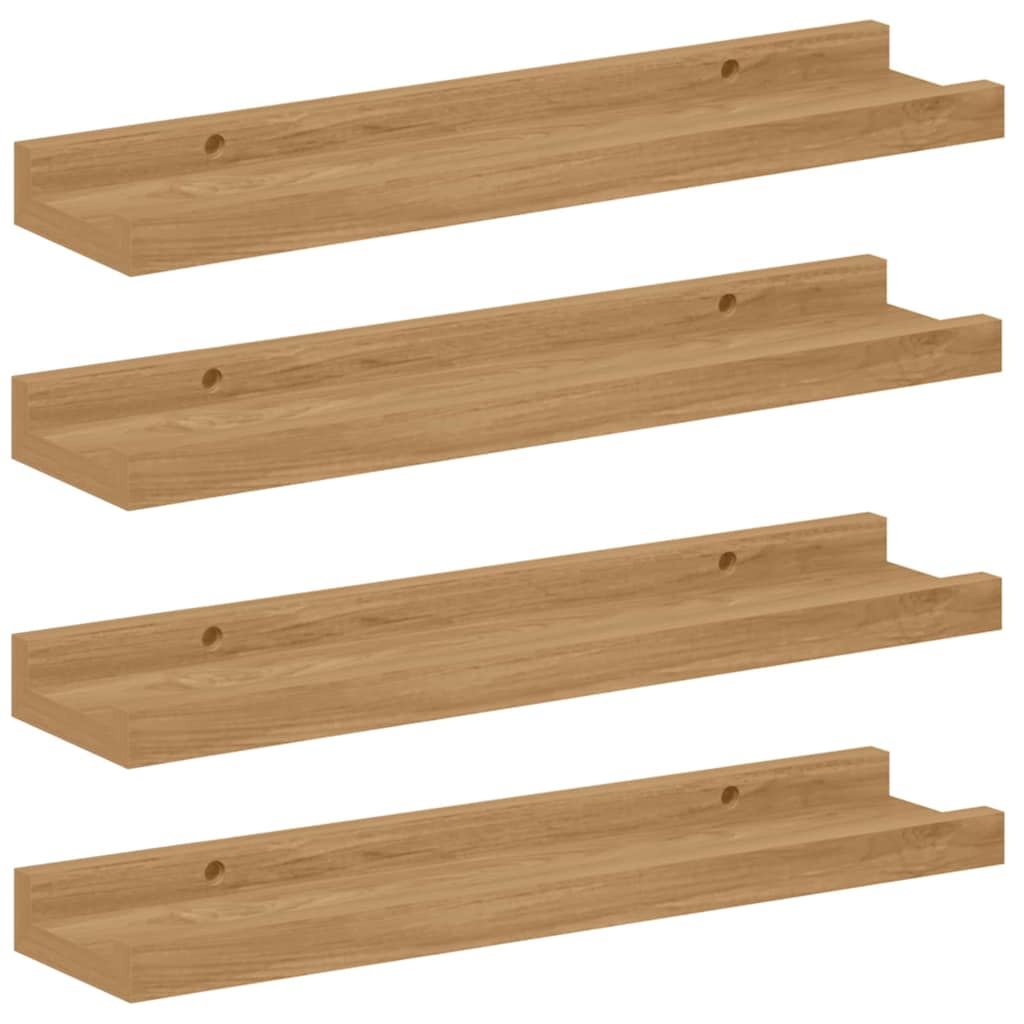 vidaXL Wall Shelf Wall-Mounted 4 pcs Brown 40 x 9 x 3 cm
