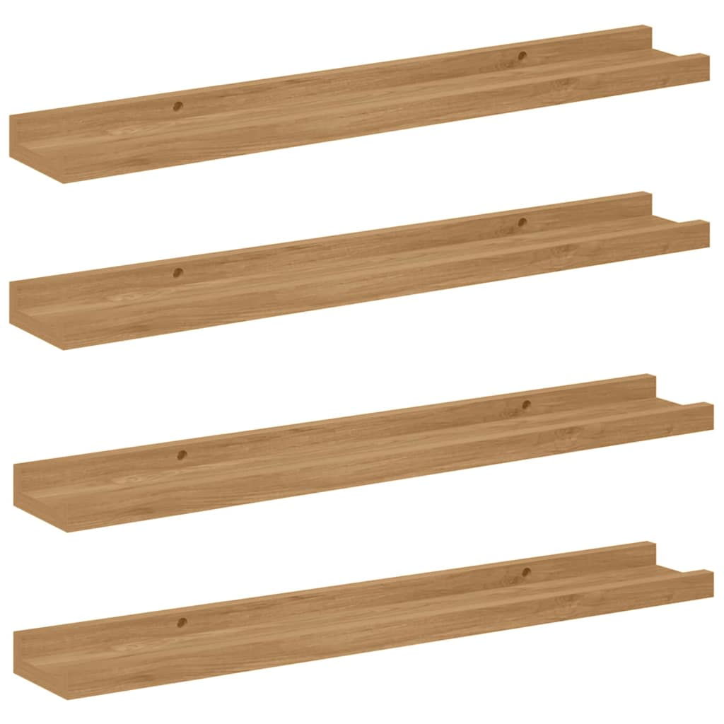 vidaXL Wall Shelf Wall-Mounted 4 pcs Brown 60 x 9 x 3 cm