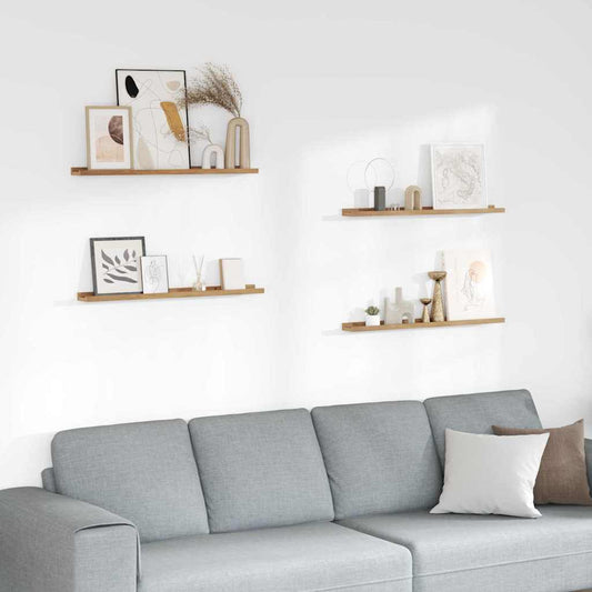 vidaXL Wall Shelf 4 pcs Brown 80 x 9 x 3 cm Engineered Wood