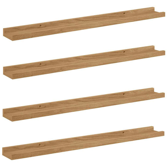 vidaXL Wall Shelf 4 pcs Brown 80 x 9 x 3 cm Engineered Wood