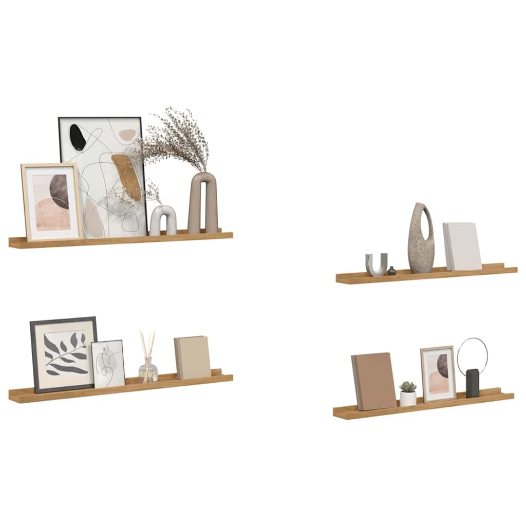 vidaXL Wall Shelf Wall-Mounted 4 pcs Brown 80 x 9 x 3 cm