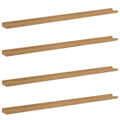 vidaXL Wall Shelf Wall-Mounted 4 pcs Brown 115 x 9 x 3 cm