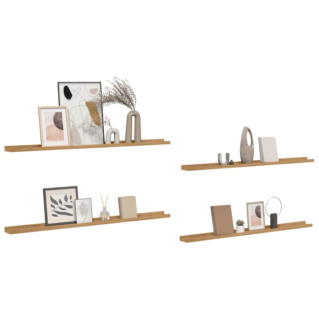 vidaXL Wall Shelf Wall-Mounted 4 pcs Brown 115 x 9 x 3 cm