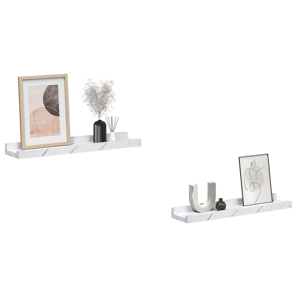vidaXL Wall Shelf 2 pcs White Marble 40 x 9 x 3 cm Engineered Wood