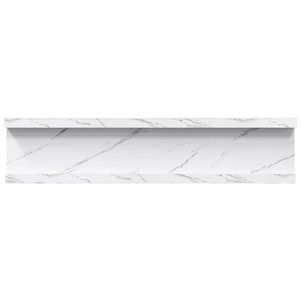 vidaXL Wall Shelf 2 pcs White Marble 40 x 9 x 3 cm Engineered Wood