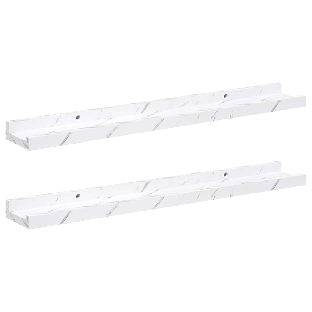 vidaXL Wall Shelf 2 pcs White Marble 60 x 9 x 3 cm Engineered Wood
