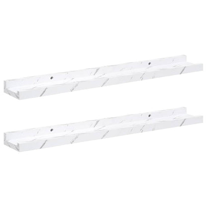 vidaXL Wall Shelf 2 pcs White Marble 60 x 9 x 3 cm Engineered Wood
