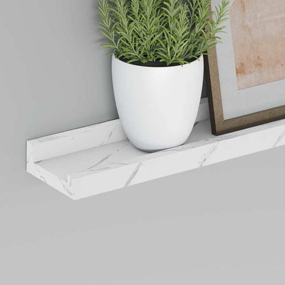 vidaXL Wall Shelf 2 pcs White Marble 80 x 9 x 3 cm Engineered Wood