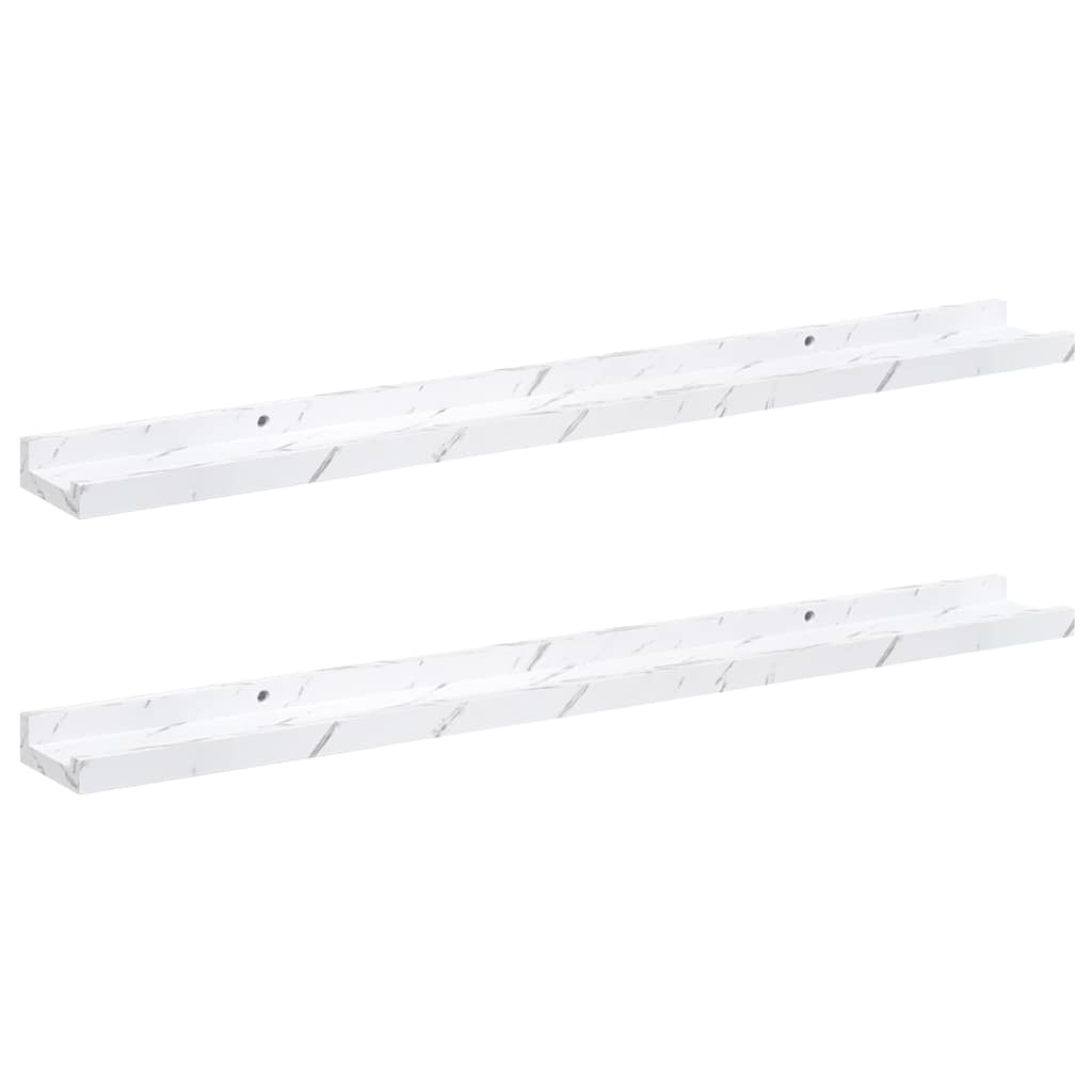 vidaXL Wall Shelf 2 pcs White Marble 80 x 9 x 3 cm Engineered Wood