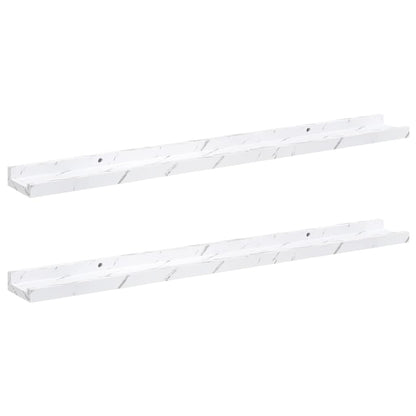 vidaXL Wall Shelf 2 pcs White Marble 80 x 9 x 3 cm Engineered Wood