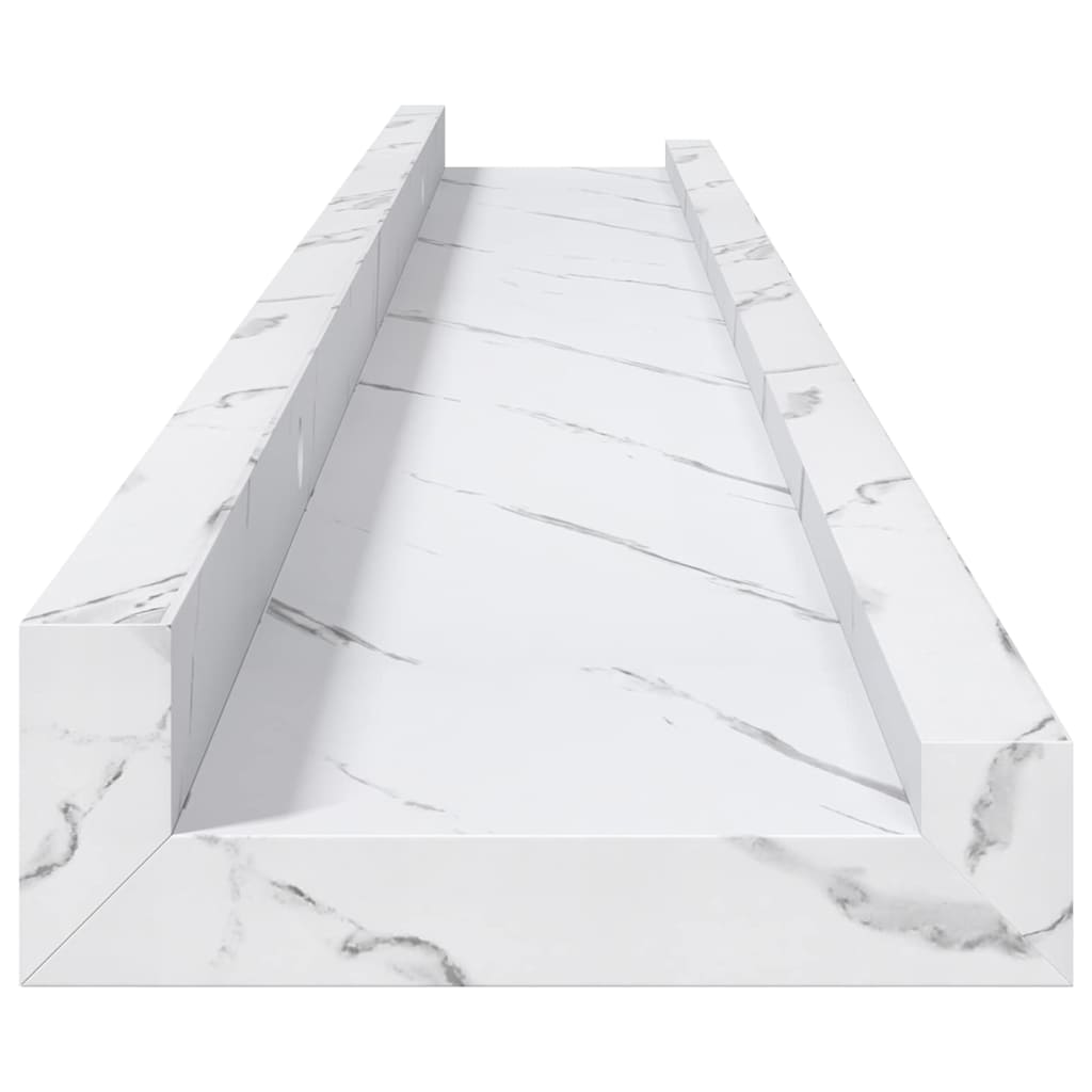 vidaXL Wall Shelf 2 pcs White Marble 80 x 9 x 3 cm Engineered Wood