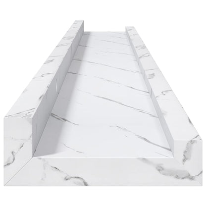 vidaXL Wall Shelf 2 pcs White Marble 80 x 9 x 3 cm Engineered Wood