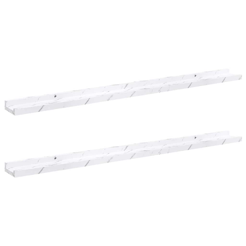 vidaXL Wall Shelf 2 pcs White Marble 100 x 9 x 3 cm Engineered Wood