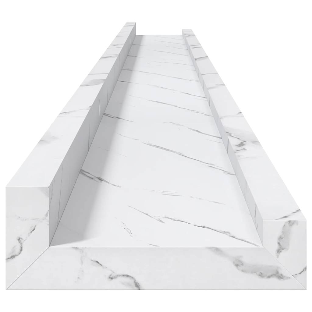 vidaXL Wall Shelf 2 pcs White Marble 115 x 9 x 3 cm Engineered Wood