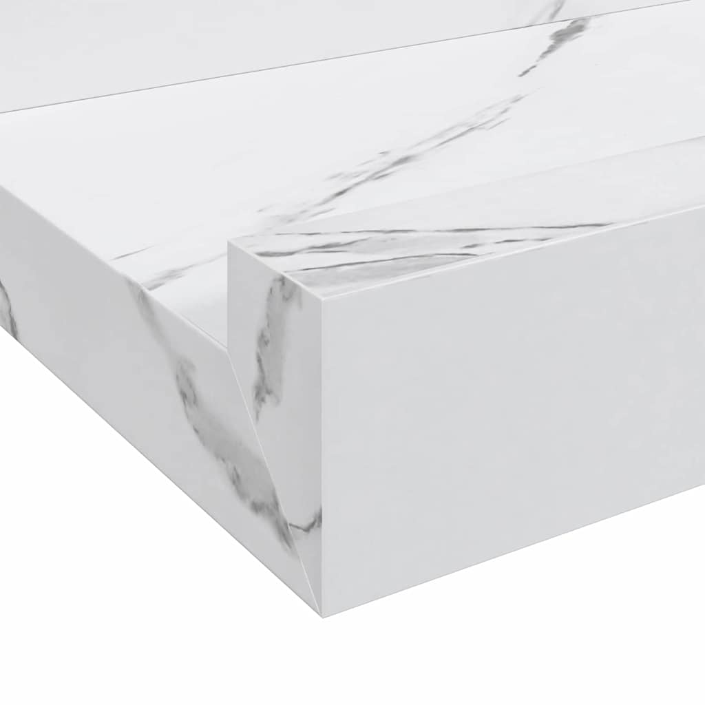 vidaXL Wall Shelf 4 pcs White Marble 80 x 9 x 3 cm Engineered Wood