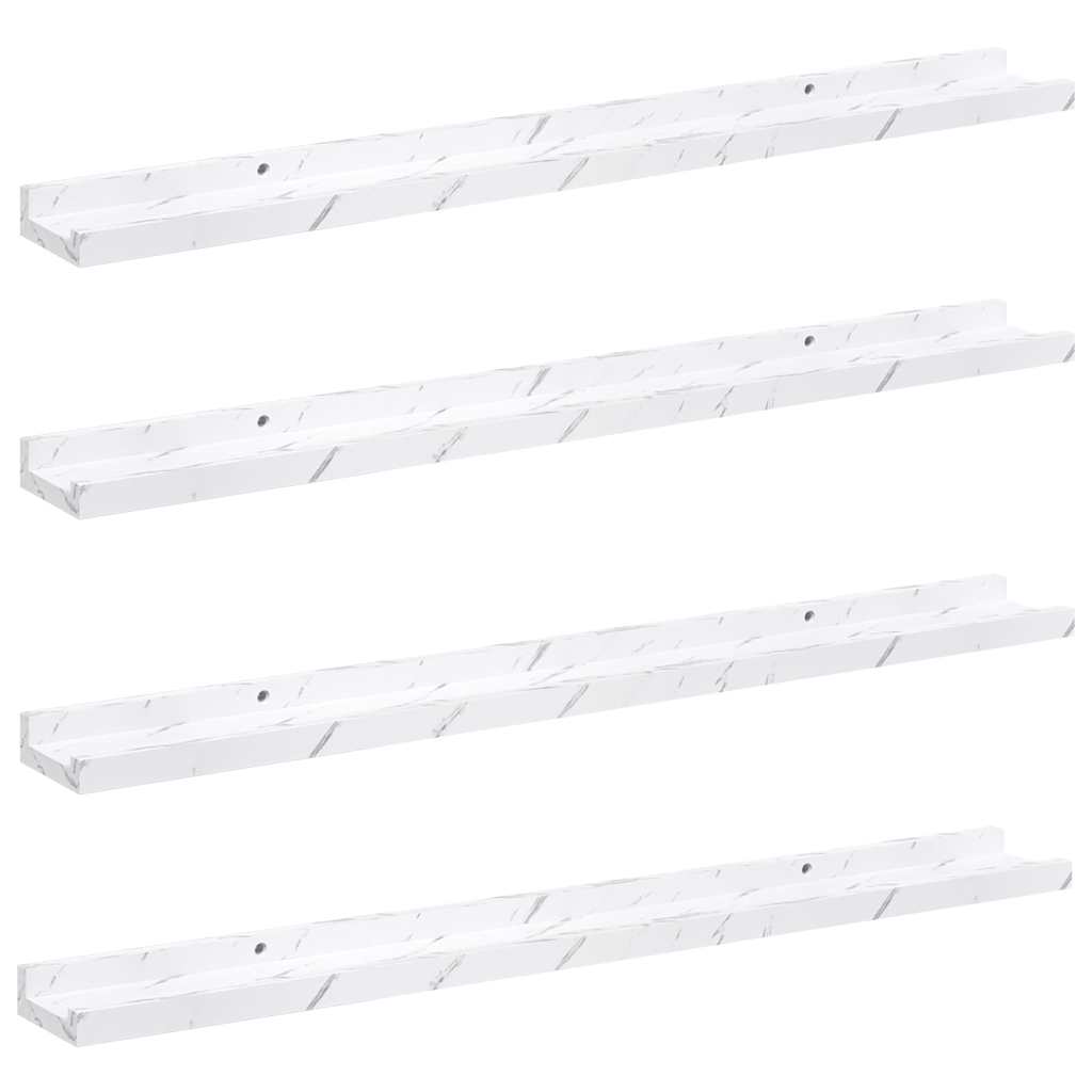 vidaXL Wall Shelf 4 pcs White Marble 80 x 9 x 3 cm Engineered Wood
