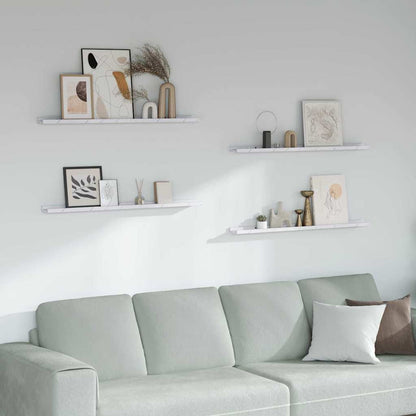vidaXL Wall Shelf 4 pcs White Marble 100 x 9 x 3 cm Engineered Wood