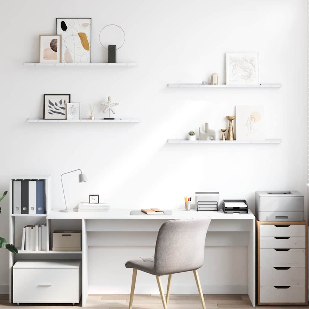 vidaXL Wall Shelf 4 pcs White Marble 100 x 9 x 3 cm Engineered Wood