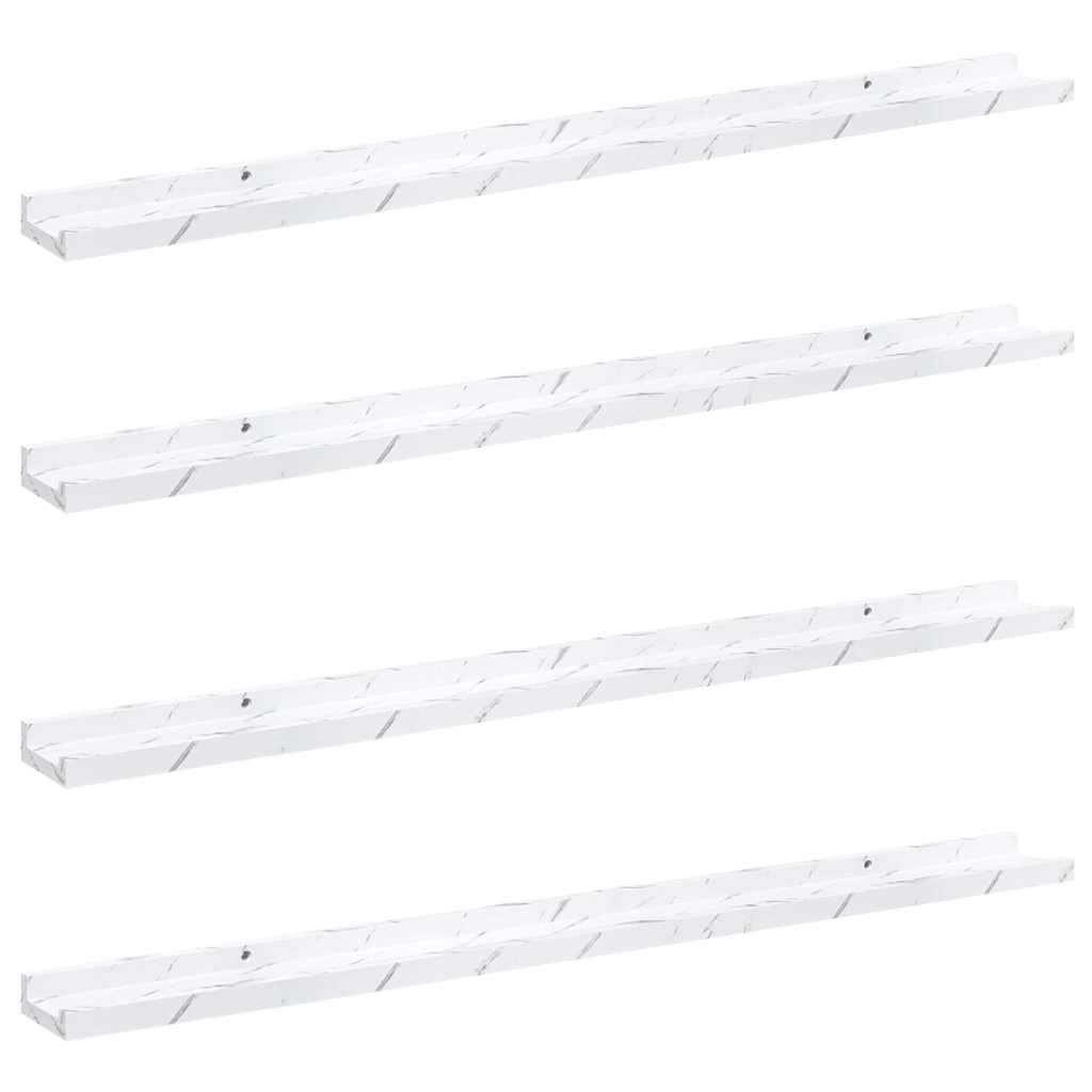 vidaXL Wall Shelf 4 pcs White Marble 100 x 9 x 3 cm Engineered Wood