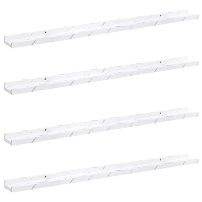 vidaXL Wall Shelf 4 pcs White Marble 100 x 9 x 3 cm Engineered Wood