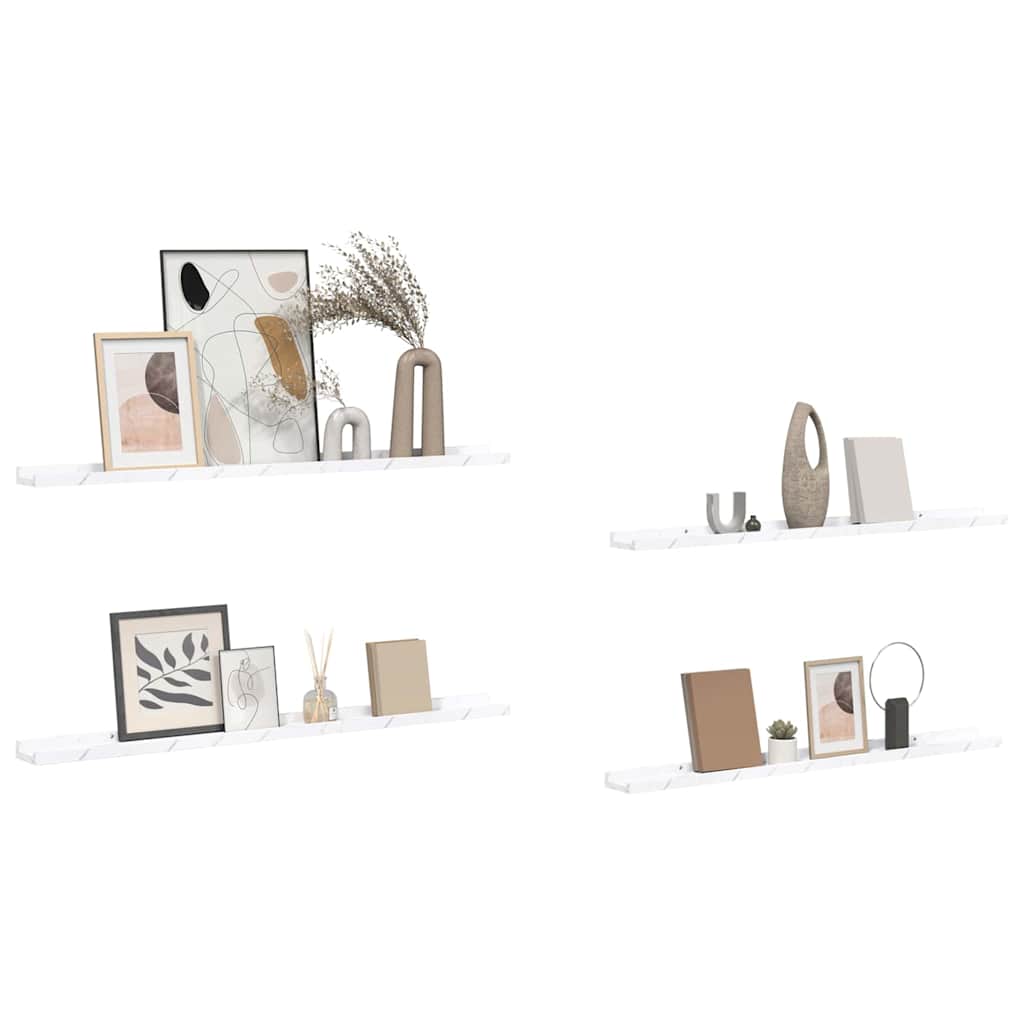 vidaXL Wall Shelf Wall-Mounted 4 pcs White Marble 100 x 9 x 3 cm
