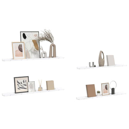 vidaXL Wall Shelf 4 pcs White Marble 100 x 9 x 3 cm Engineered Wood