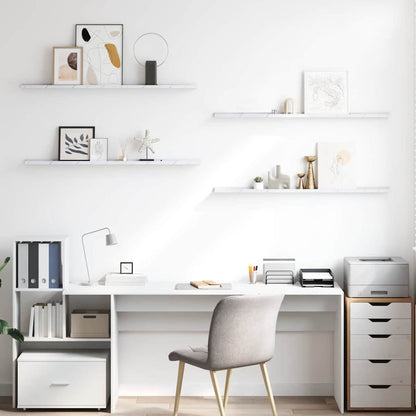 vidaXL Wall Shelf 4 pcs White Marble 115 x 9 x 3 cm Engineered Wood