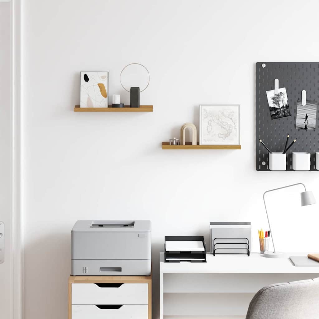 vidaXL Wall Shelf with Shelf 2 pcs Beige 40 x 9 x 3 cm Engineered Wood