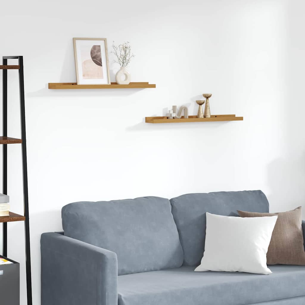 vidaXL Wall Shelf with Shelf 2 pcs Beige 60 x 9 x 3 cm Engineered Wood