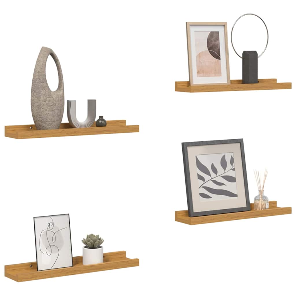 vidaXL Wall Shelf with Shelf 4 pcs Beige 60 x 9 x 3 cm Engineered Wood