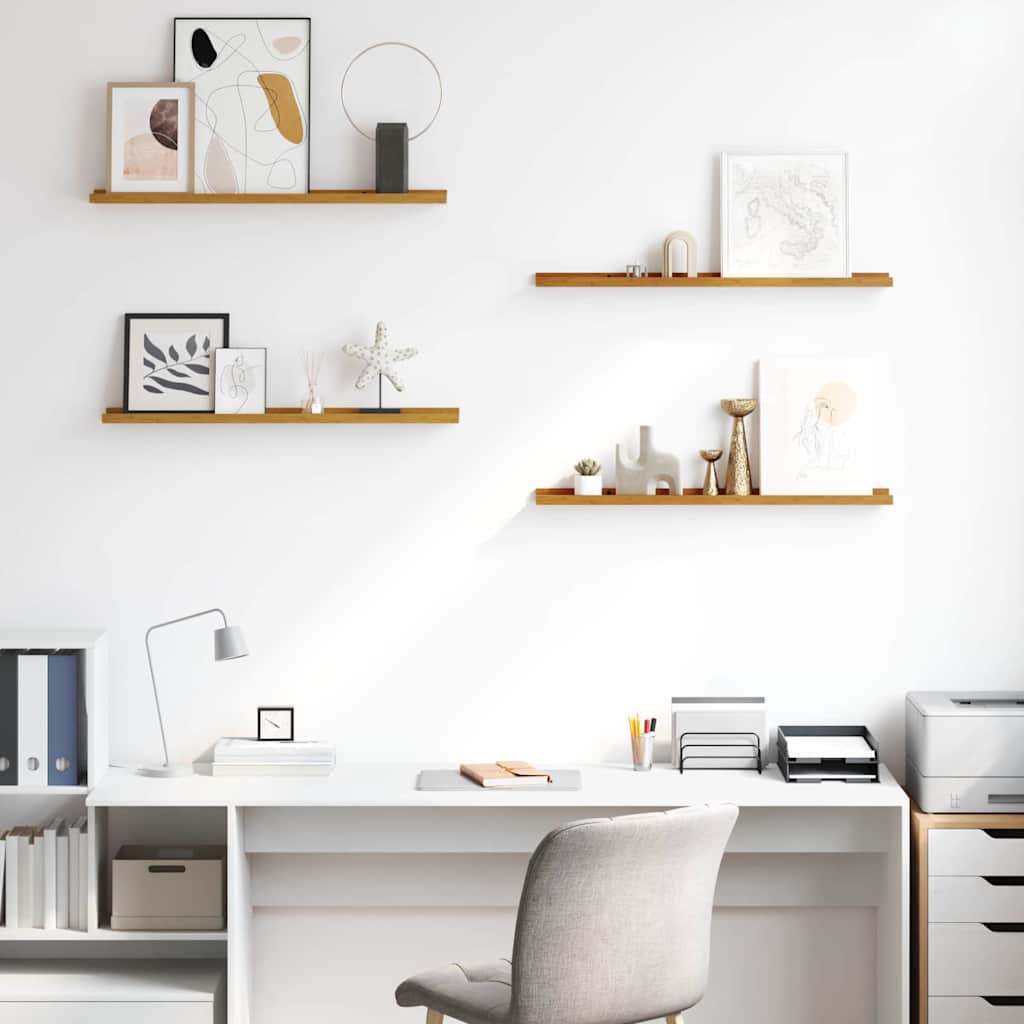 vidaXL Wall Shelf with Shelf 4 pcs Beige 80 x 9 x 3 cm Engineered Wood