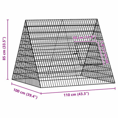 vidaXL Rabbit Cage Silver 110 x 100 x 85 cm Galvanised Steel