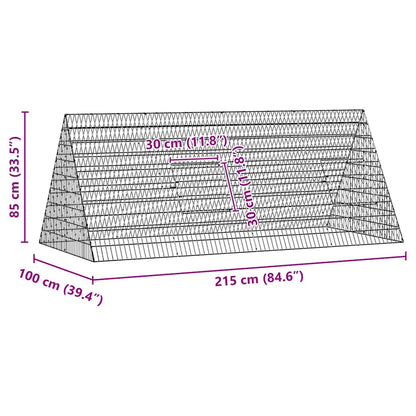 vidaXL Rabbit Cage Silver 215 x 100 x 85 cm Galvanised Steel