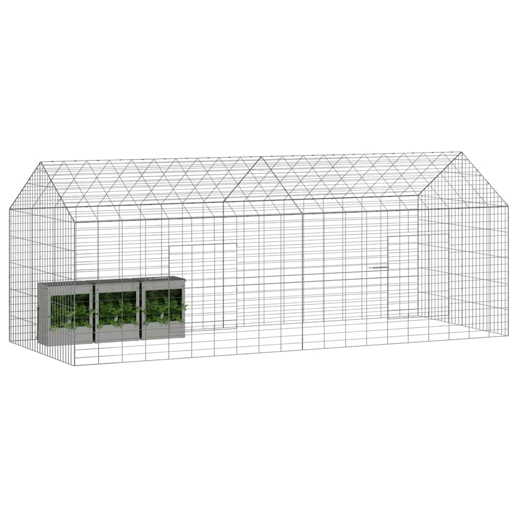 vidaXL Rabbit Cage Silver 200 x 78 x 78 cm Galvanised Steel