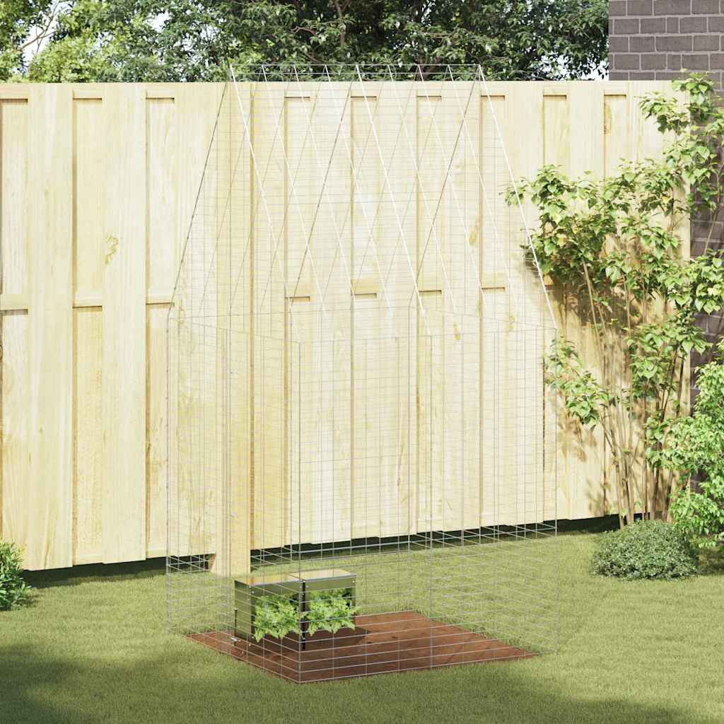 vidaXL Rabbit Cage Silver 100 x 100 x 210 cm Galvanised Steel