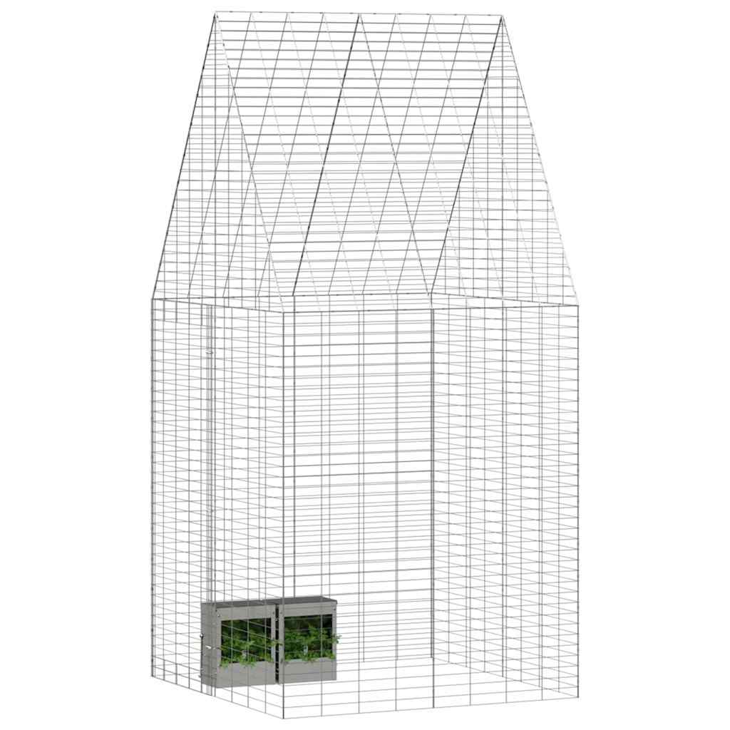 vidaXL Rabbit Cage Silver 100 x 100 x 210 cm Galvanised Steel