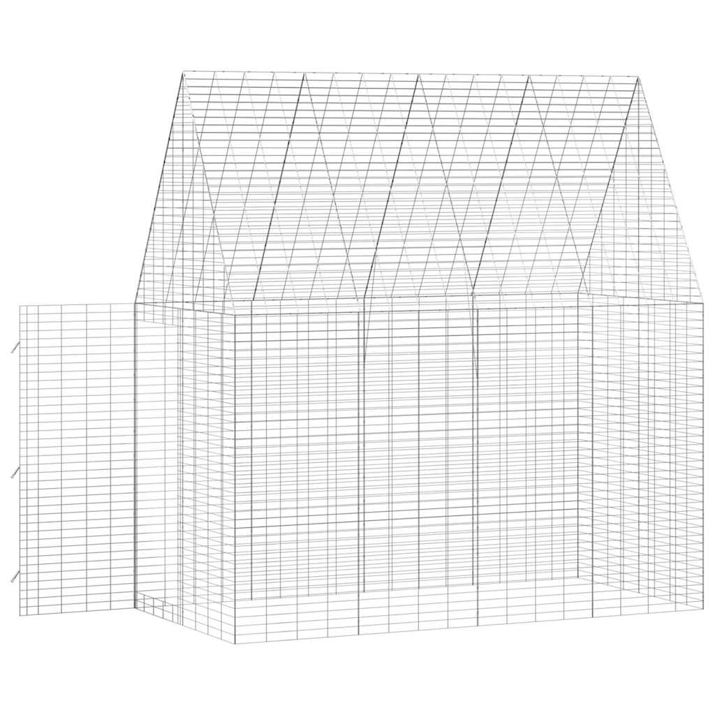 vidaXL Rabbit Cage Silver 200 x 100 x 210 cm Galvanised Steel