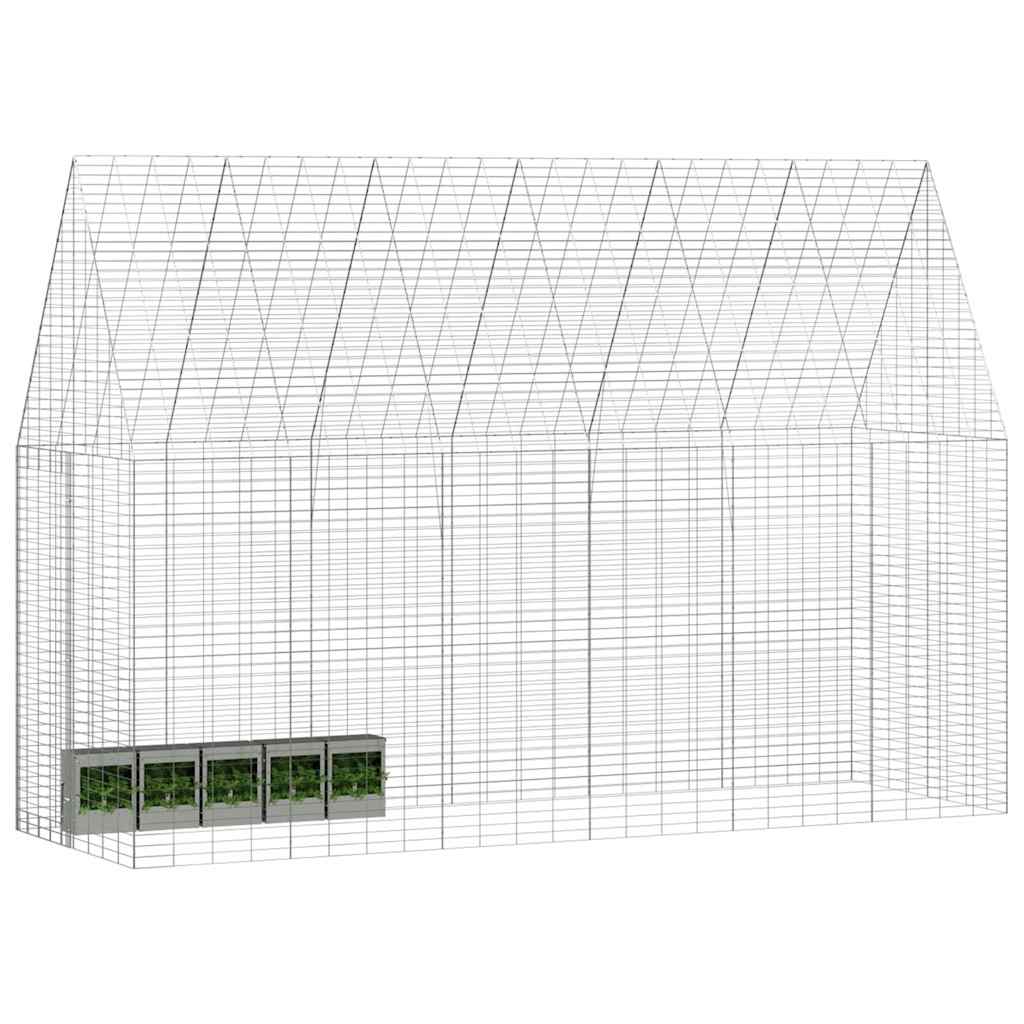 vidaXL Rabbit Cage Silver 300 x 100 x 210 cm Galvanised Steel