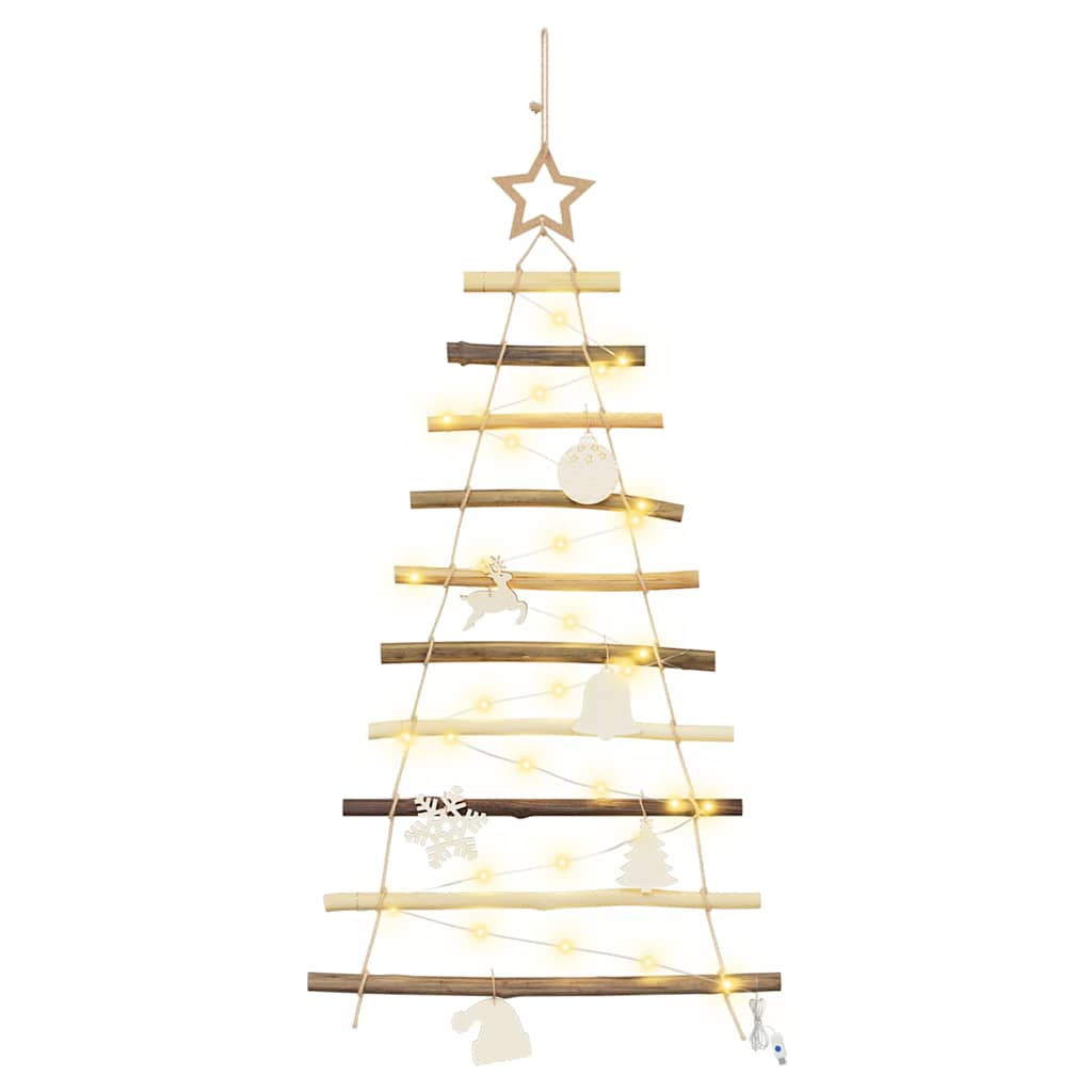 vidaXL Christmas Tree with 30 LEDs Natural 90 cm Solid Ash Wood