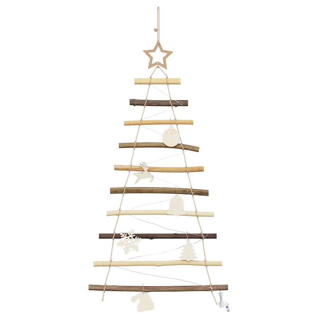 vidaXL Christmas Tree with 30 LEDs Natural 90 cm Solid Ash Wood