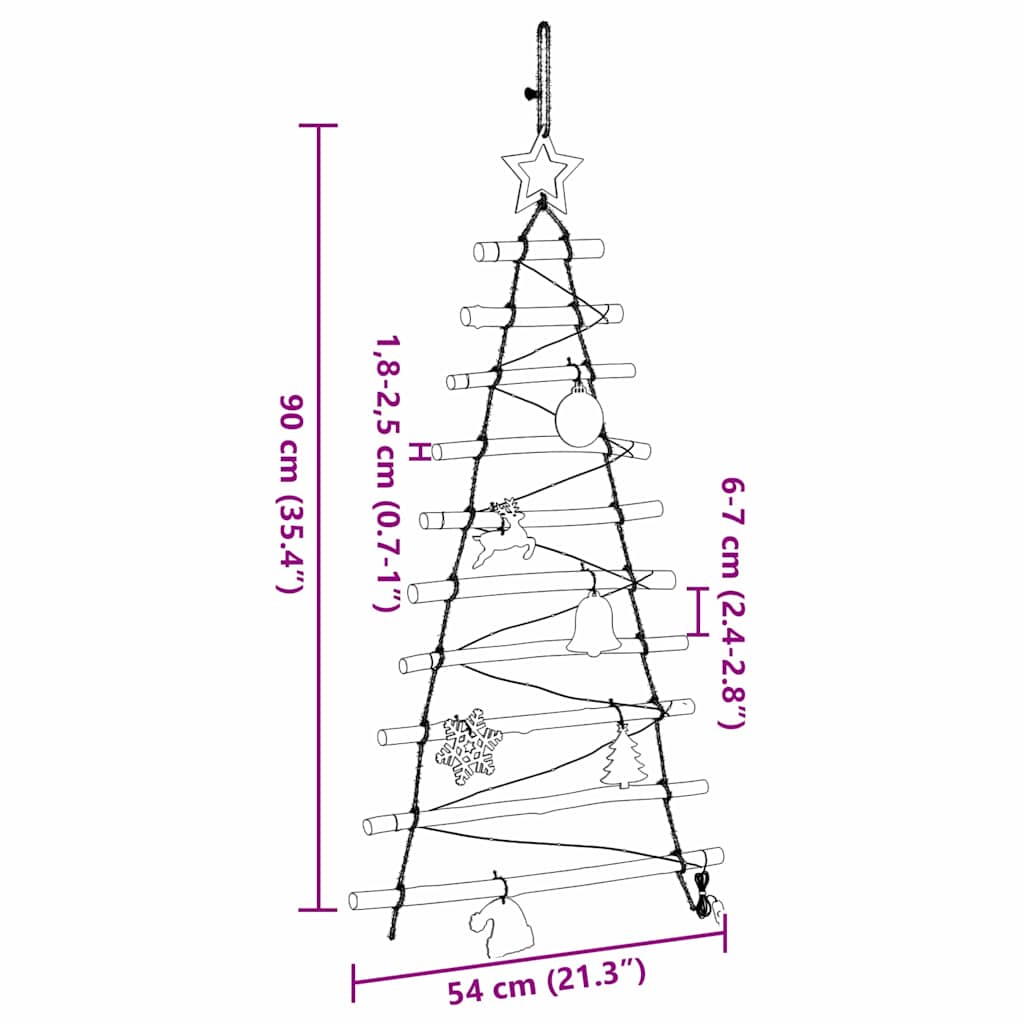 vidaXL Christmas Tree with 30 LEDs Natural 90 cm Solid Ash Wood