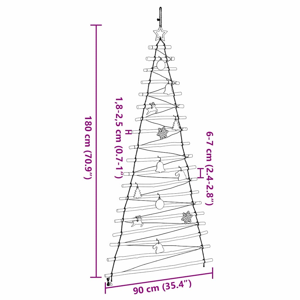 vidaXL Christmas Tree Natural 180 cm Solid Ash Wood