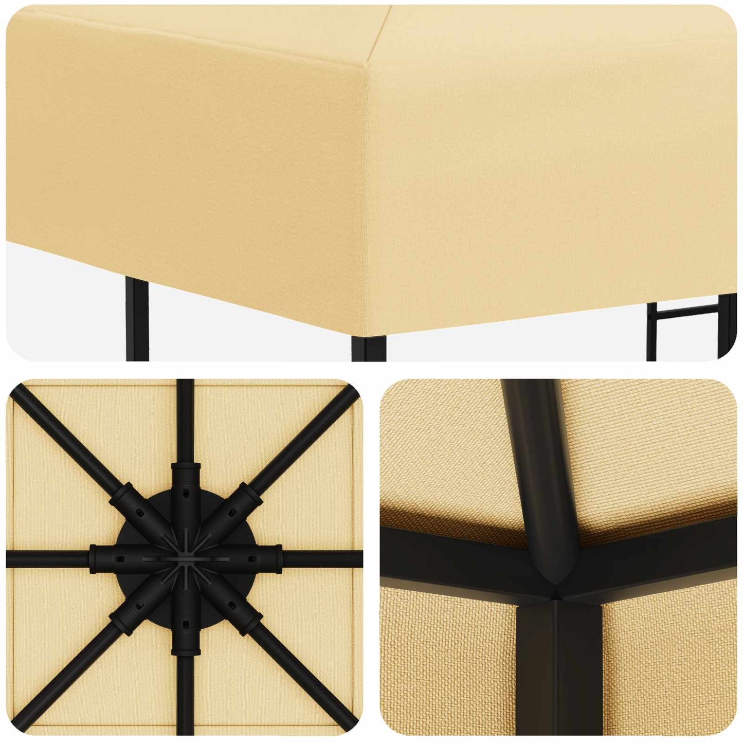 vidaXL Gazebo 3 x 3 m Cream Polyester and Steel 190 gsm
